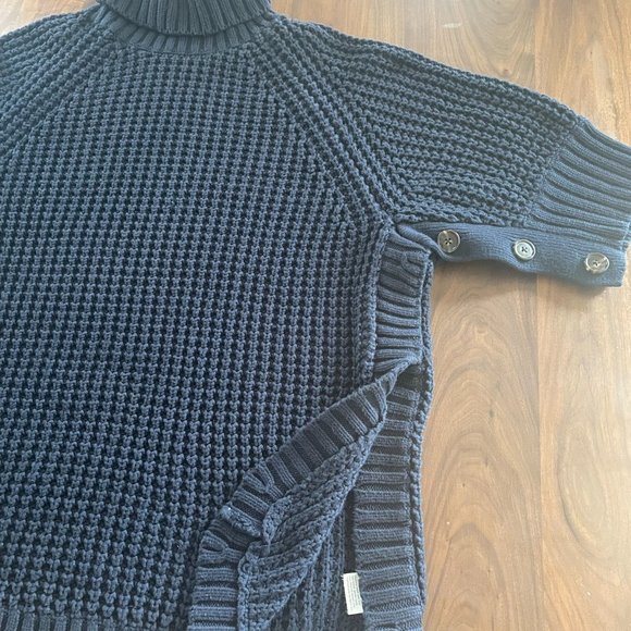 JCREW Chunky Knit Navy Poncho Sweater - Picture 4 of 6